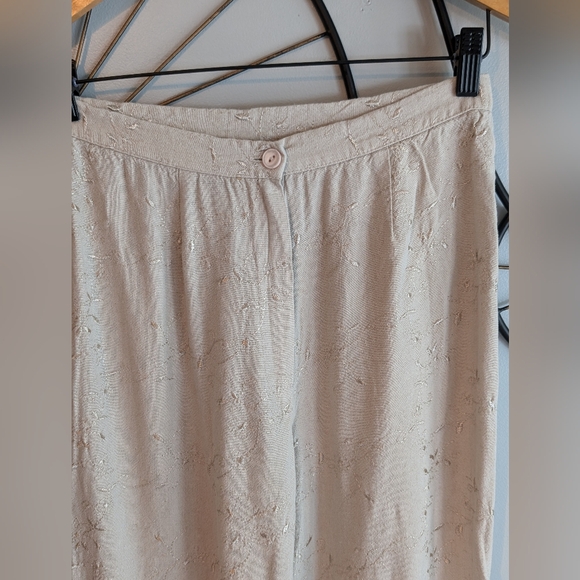 Vintage 90s Women's Tan Embroidered Pants Size M - Picture 2 of 8